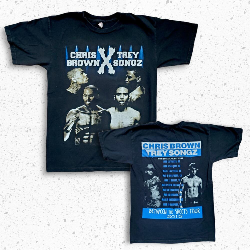 Vtg Early Y2k Chris Brown X Trey Songz Between The Sheets Tour Tshirt Sz Small